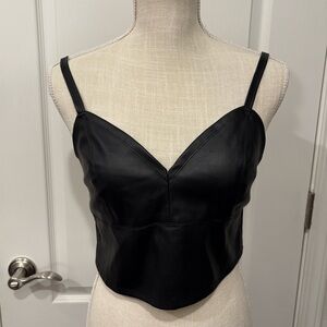 NWT Black faux Leather Women's Top